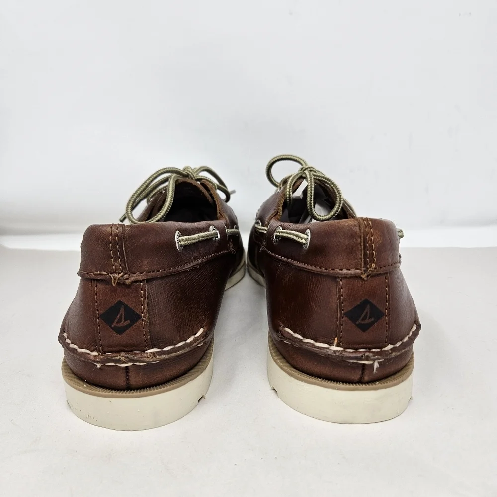 Sperry Top-sider Mens Brown Leather Lace Up Boat Fish Beach Shoes Sz 11.5M